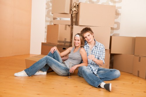 Packed boxes and furniture ready for a Putney house move