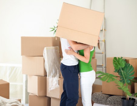 Prepared household items and packing materials for a local Putney move