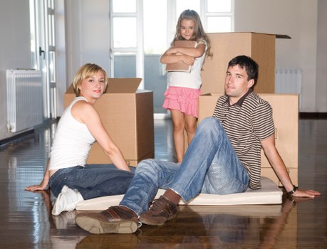 Packed household items ready for transport in Putney